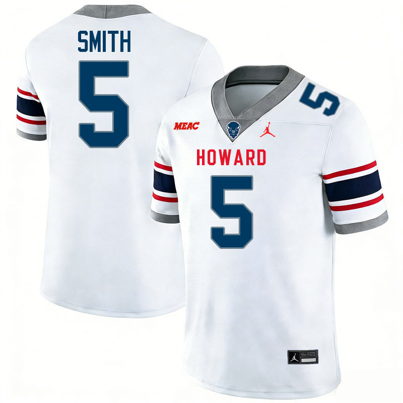 Howard Bison #5 Ja'Quavion Smith College Football Jerseys,Uniforms Stitched-White